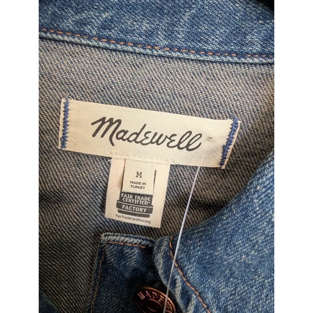 NWT Madewell Trucker Jacket Women M Blue Denim Medium Wash Collared Button Front - Picture 3 of 6